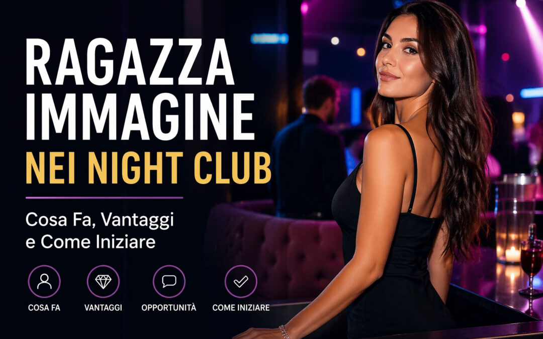 Ragazza immagine in un night club durante una serata, ambiente elegante con luci soffuse e atmosfera raffinata